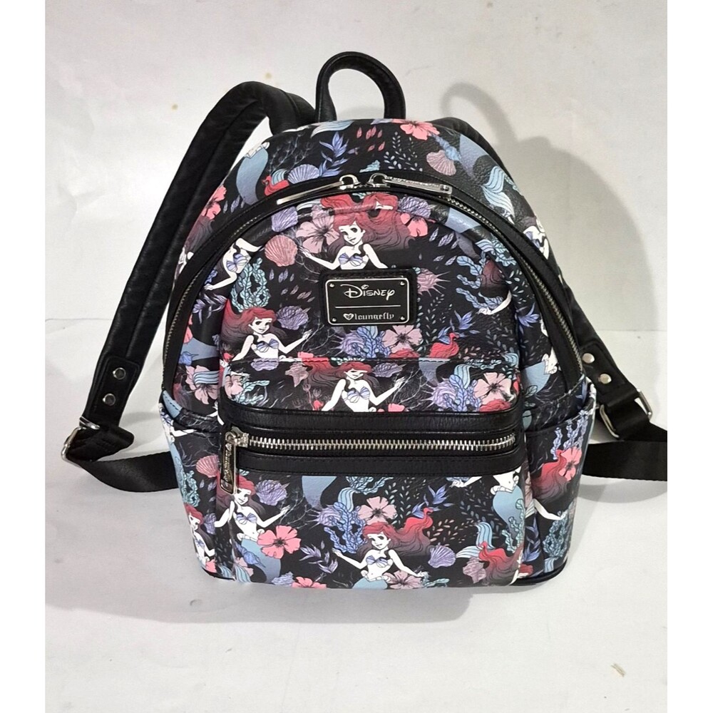 Loungefly Disney Little Mermaid Ariel Mini Backpack Black-Multi EUC